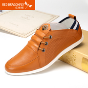 Red Dragonfly genuine leather men's shoe 2015 summer styles daily leisure set foot breathable leather men's shoes