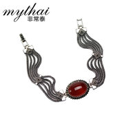 Thai Thai silver bracelet 925 Silver vintage simple fashion female natural agate gemstone chain