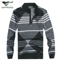 七匹狼羊毛衫 男士毛衣半高领套头毛衫 秋装新款 男装正品 2066