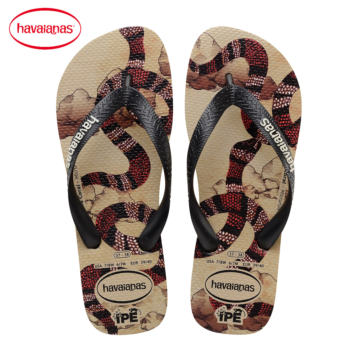 havaianas巴西2017新品人字拖ipe珊瑚蛇舒适防滑拖鞋男款哈瓦那