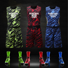 篮球服套装男新款双面球衣透气定制篮球衣训练比赛队服可DIY印字