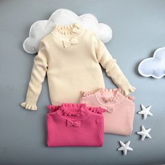 春秋女童高领毛衣打底衫纯色棉针织衫长袖套头纯色2-3岁4-5岁毛衫