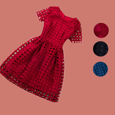 双11 all in品牌女装秋新款小香风红色连衣裙本