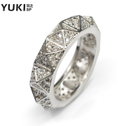 YUKI personality Korean stars zirconium diamond men''s rings ring finger ring ring Club accessories for boys and girls