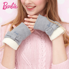 BARBIE/芭比 半指手套女冬季羊毛加厚加绒秋冬天保暖可爱卡通学生