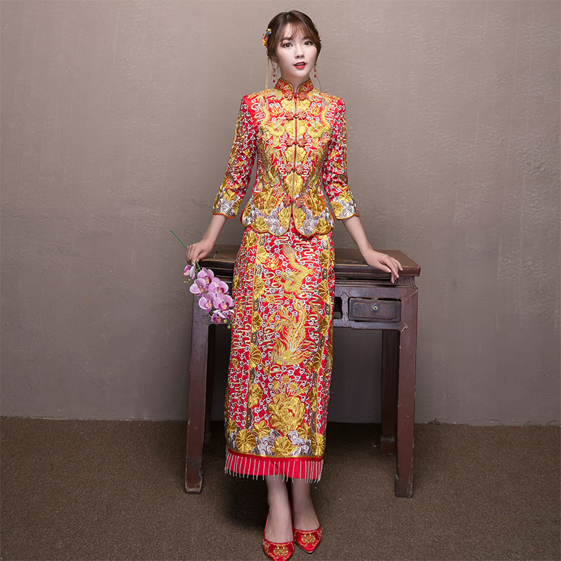Dr. Chen Dragon and gown 2018 new pattern bride Wedding dress Chinese style Wedding dress Toast clothing cheongsam Xiu clothingin the Women's clothing/Boutique , Wedding/Cheongsam/Formal dress , Cheongsam category - from Buy2taobao.com to provide professional Taobao agent buy service