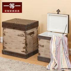 一等一 美式乡村收纳盒 木箱复古风实木做旧盒子 可定制仿古箱子