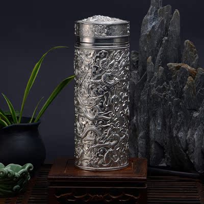 寸发标大师亲制九龙壶系列雪花银水杯