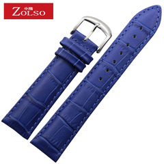 ZOLSO表带 适用DKNY皮表带 真皮手表带 深蓝色女表皮表带 12-20mm