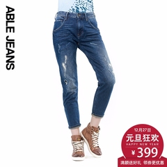 ABLE JEANS潮牌专柜新品秋女士磨破3D立体舒适BF款牛仔长裤901101