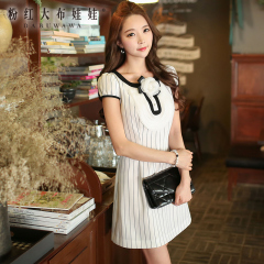 Summer pink dress dolls 2015 new ladies ' striped skirt tide OL temperament slim dress