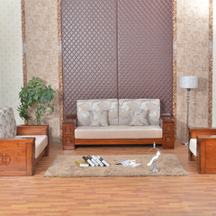 千巢家居现代中式实木组合沙发水曲柳实木沙发全实木客厅组合沙发