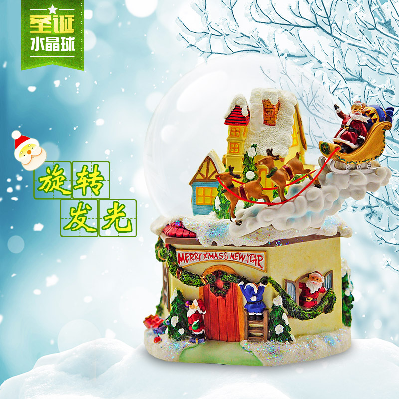 大号鹿拉雪撬圣诞老人发光水晶球旋转八音盒音乐盒创意生日礼物|msdalam kategori bekalan perayaan/hadiah, Hadiah kreatif, Box muzik - dari Buy2taobao.com untuk memberikan perkhidmatan ejen Taobao profesional membeli