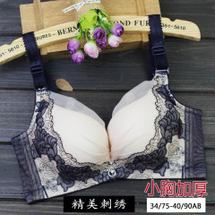 厚款性感聚拢胸罩蕾丝刺绣调整型收副乳内衣女舒适无钢圈文胸A杯