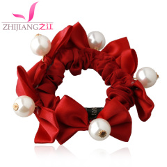 Zhijiang string Korea first butterfly circle Pearl rope fabric flower hair ponytail hair accessories