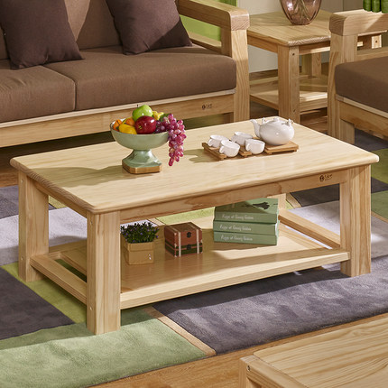 六木坊松木茶几客厅组合实用长方桌实木家具进口新西兰辐射松特价