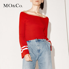MO&Co.剪边毛边微喇叭修身黑色九分牛仔裤MA1634PAT16 moco
