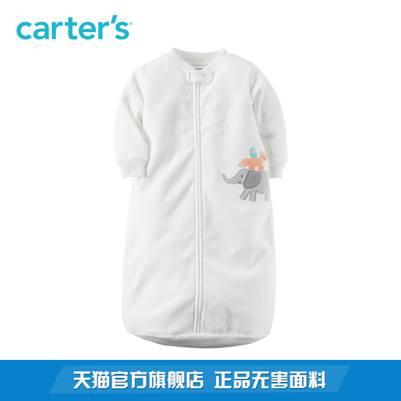 Carter's1件式婴儿卡通大象白色长袖睡袋宝宝摇粒绒正品118G695产品展示图4