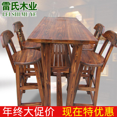 厂价 实木吧台椅 高脚桌 欧式复古酒吧凳 木质高脚椅 火烧木吧凳
