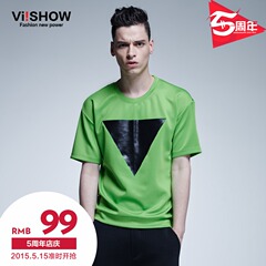 Viishow2015 summer dress new geometric logo short sleeve t shirt short sleeve t-streets of Europe and the solid color cotton t