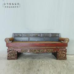 新中式做旧罗汉床/古今原木家具BD122LU老床腿实木席面罗汉床定制