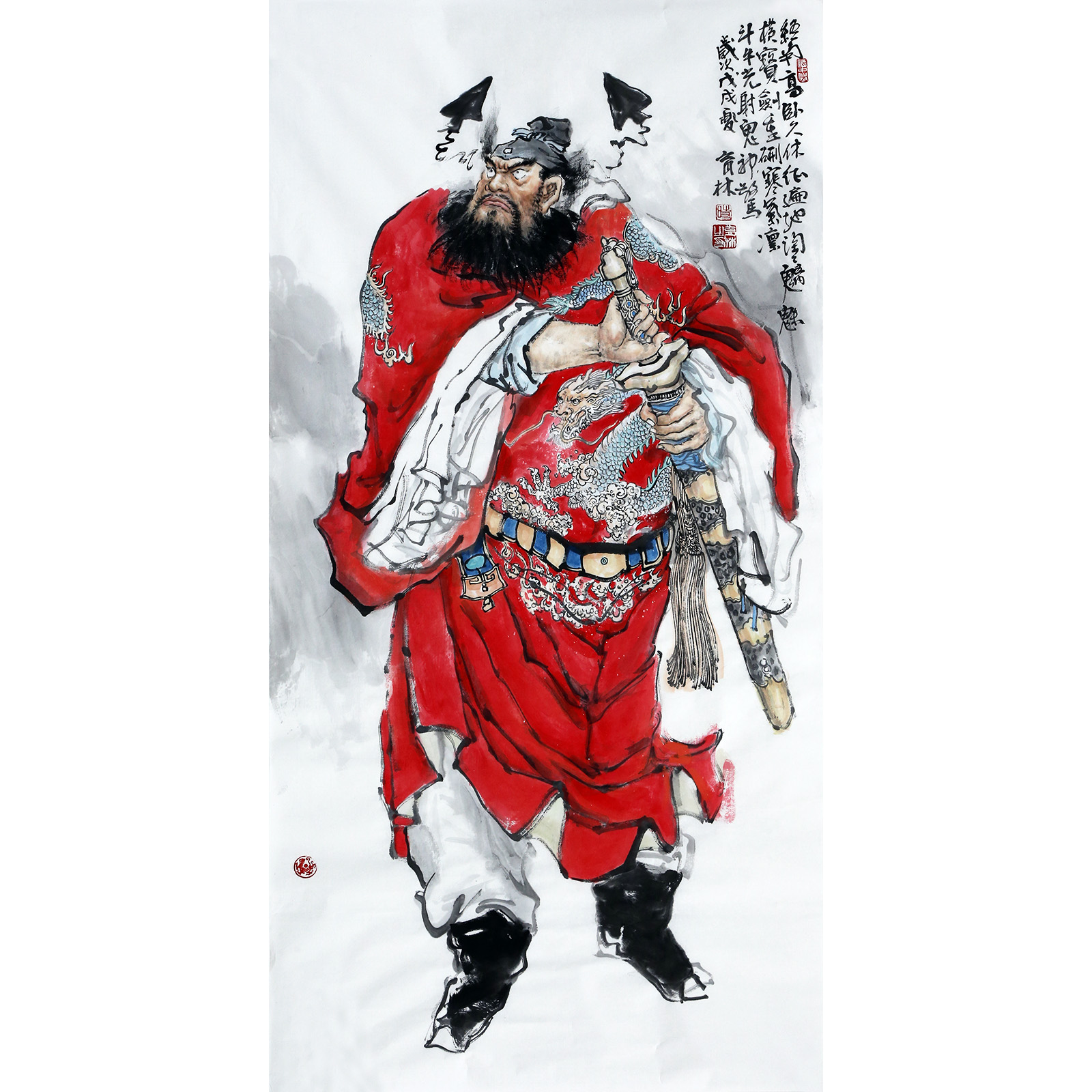 时育林《钟馗》省美协 国画人物画钟馗画像辟邪镇宅 墨华斋9225