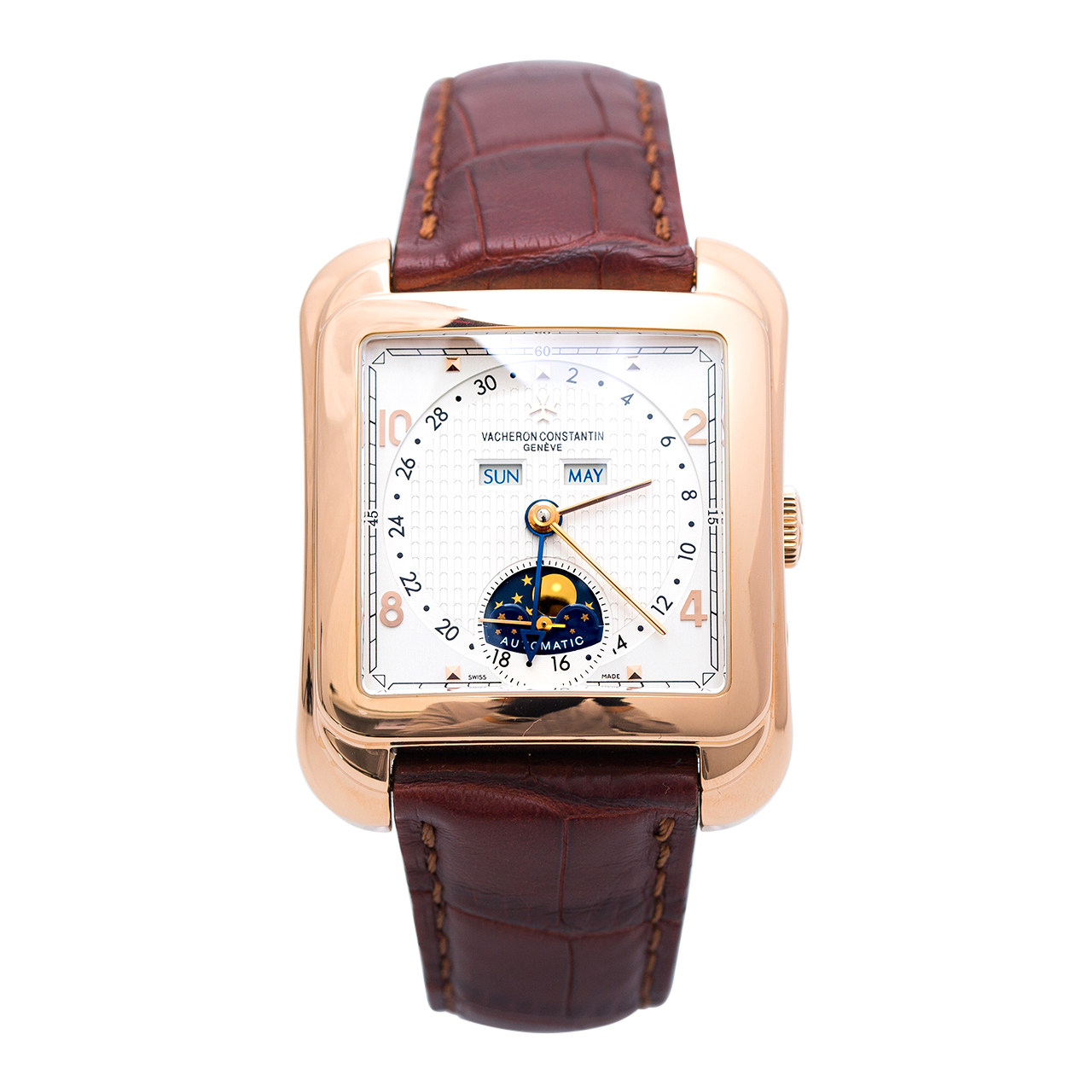 [9.8新]江诗丹顿男士历史名作47300/000r自动机械表玫瑰金月相表