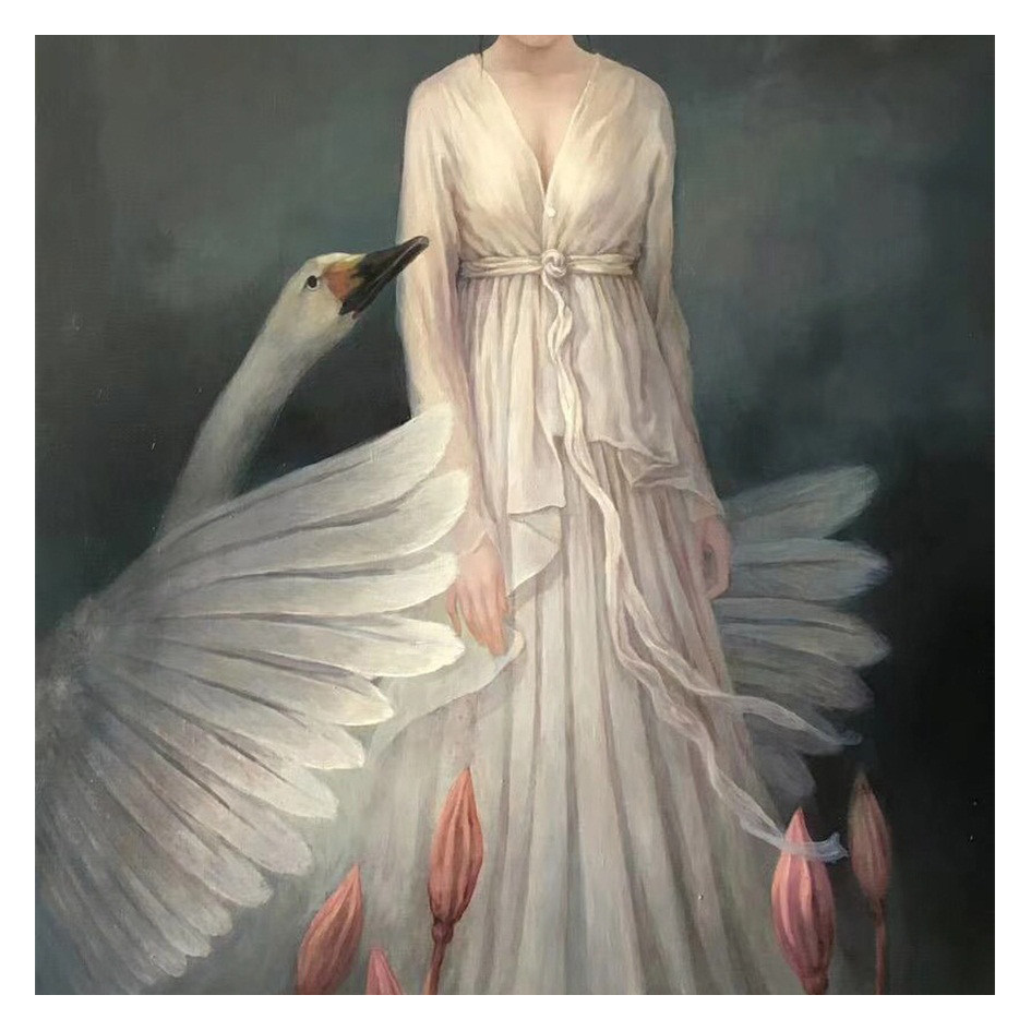 刘志敏《天鹅与女孩》实力派画家