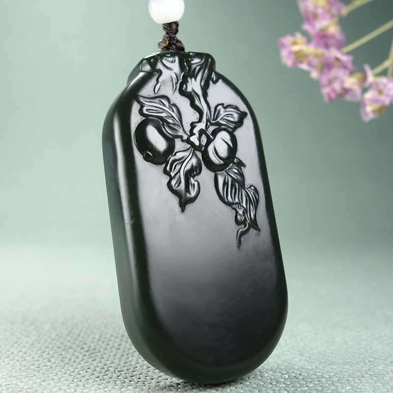 免保参拍和田玉青玉塔青一细料事事如意挂件玉石吊坠43.95g