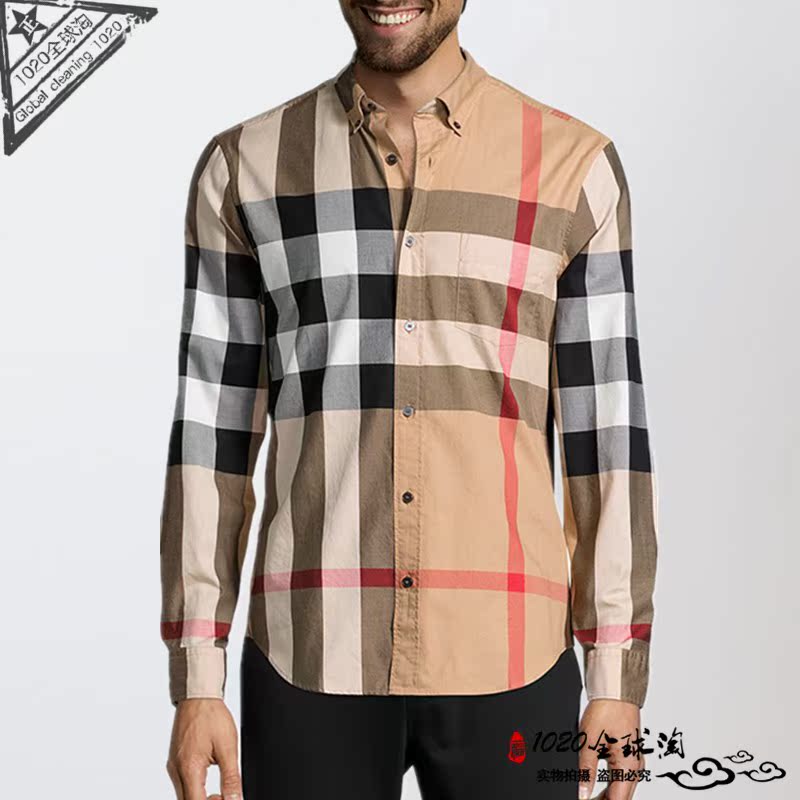 巴宝莉衬衫男长袖格子