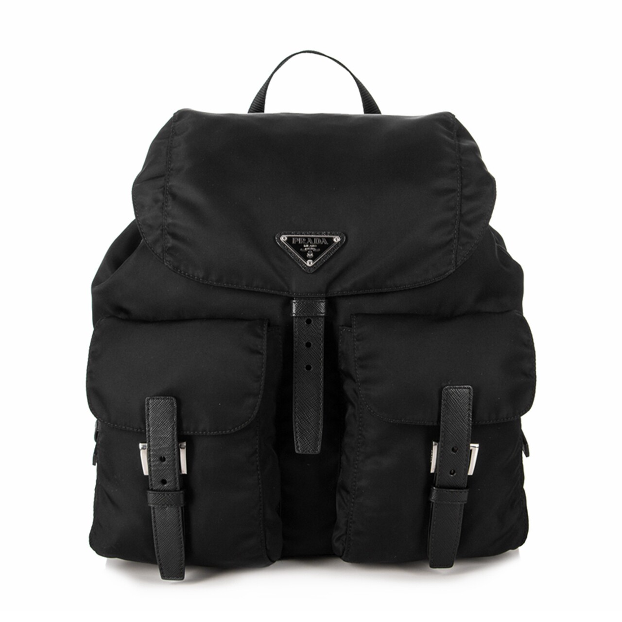 [无保留价][9.5新]普拉达prada女士黑色双肩包fqmy*