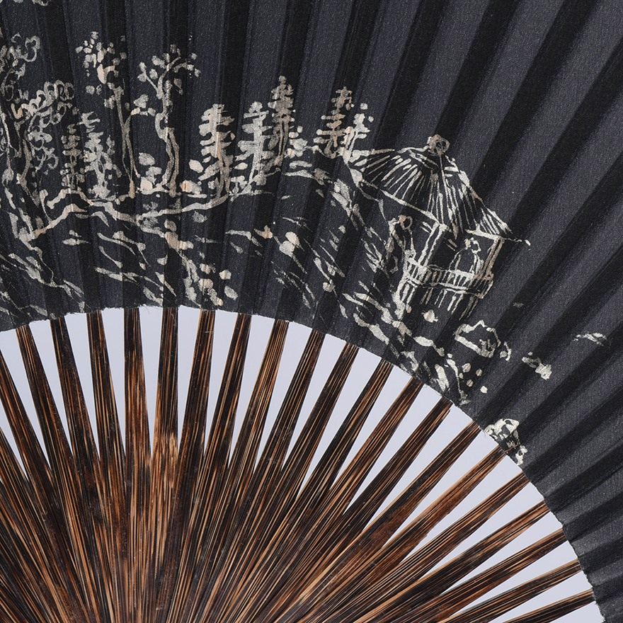 30cm长 靠山亭 全棕竹手工折扇 陈子福大师 荣昌折扇 sb06