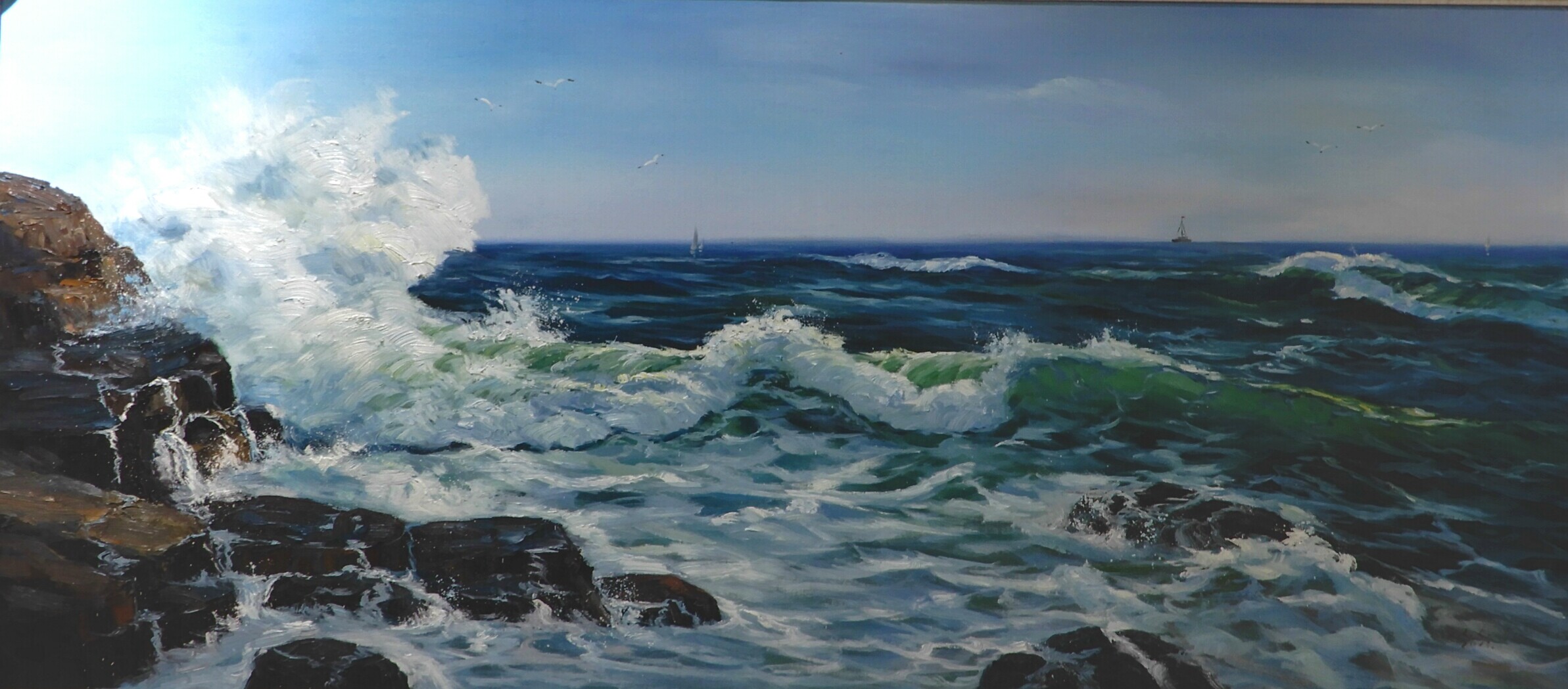 徐莉莉《海阔天空》大尺幅原创布面油画