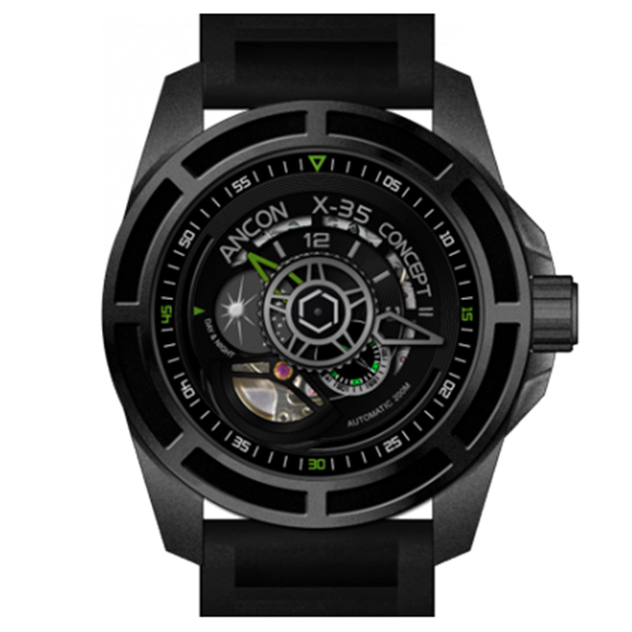 [9.9新]安肯男士昼夜显示自动机械表x35系列