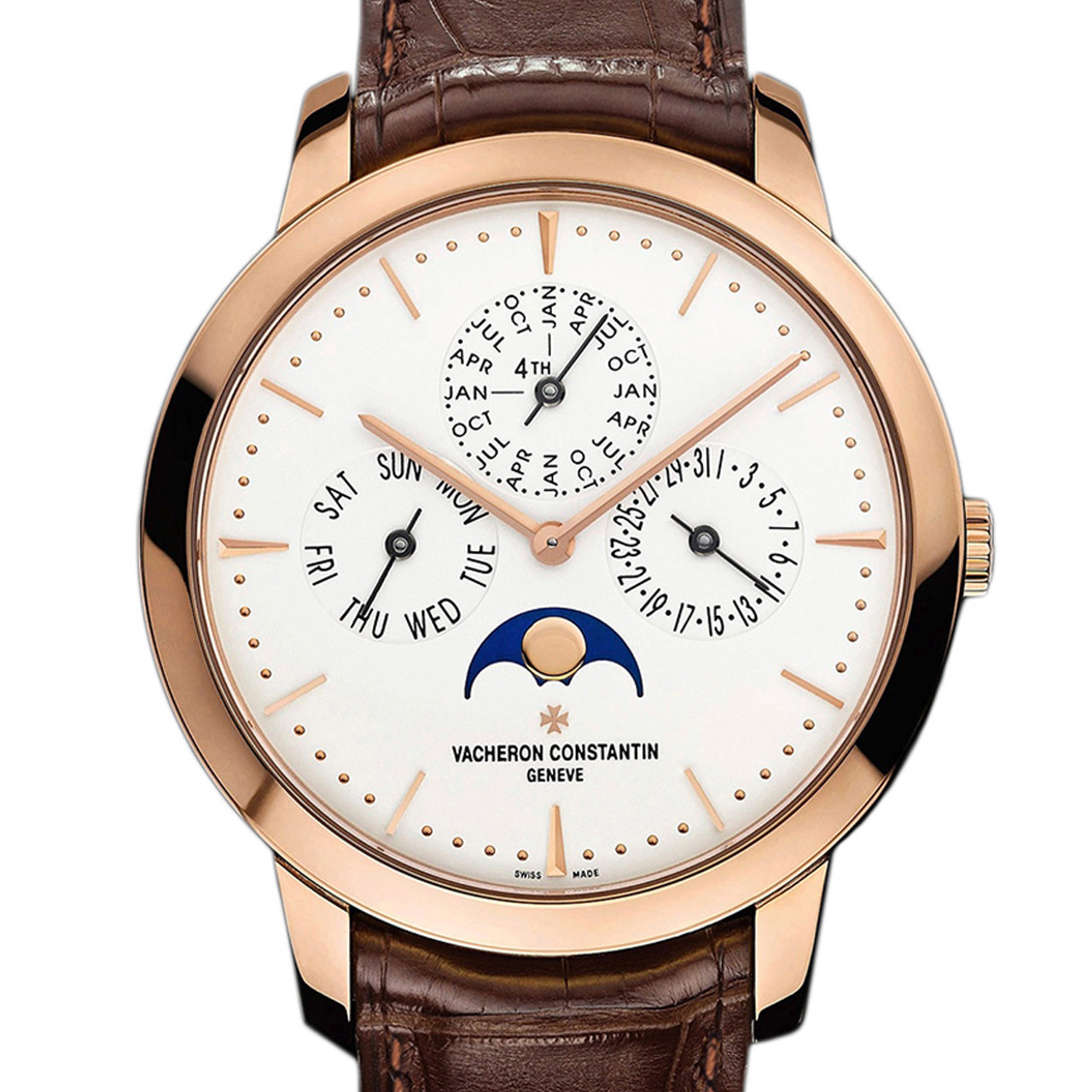 [9.5新]参考公价610000江诗丹顿自动机械男表万年历月相玫瑰金