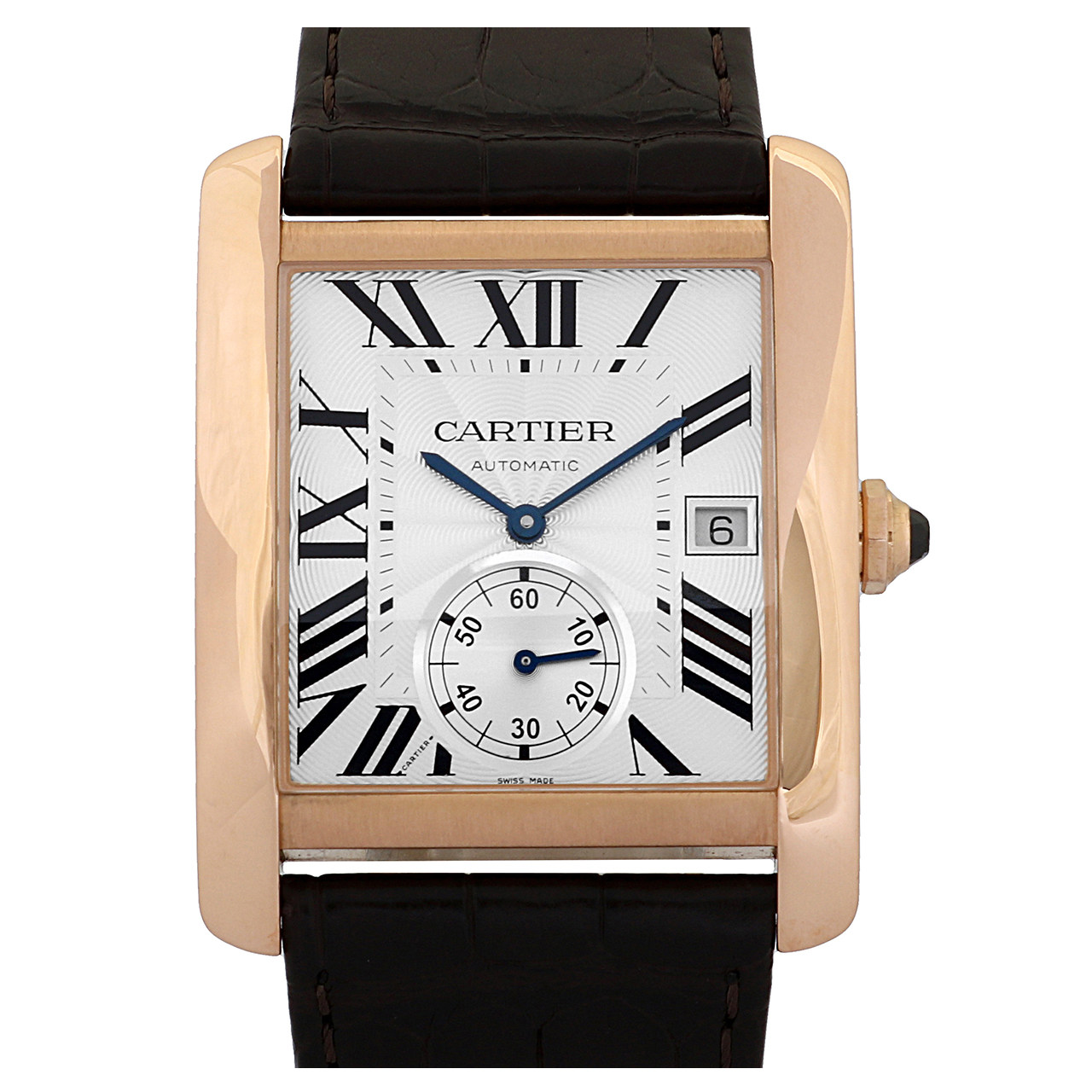 [9.5新]卡地亚坦克系列18k玫瑰金全自动机械手表男腕表w5330001