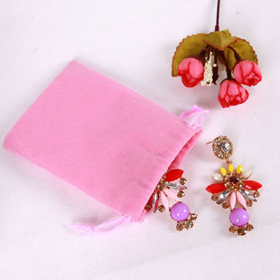 100个 多尺寸多颜色绒布袋 束口珠宝首饰包装袋 礼品红布袋子包邮