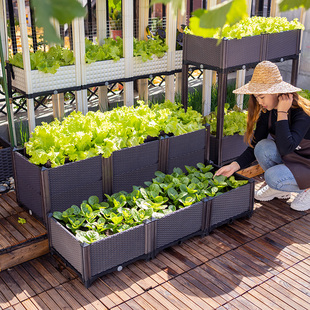 极速种菜神器家庭阳台菜园蔬菜种植箱长方形塑料花盆栽户外楼顶种