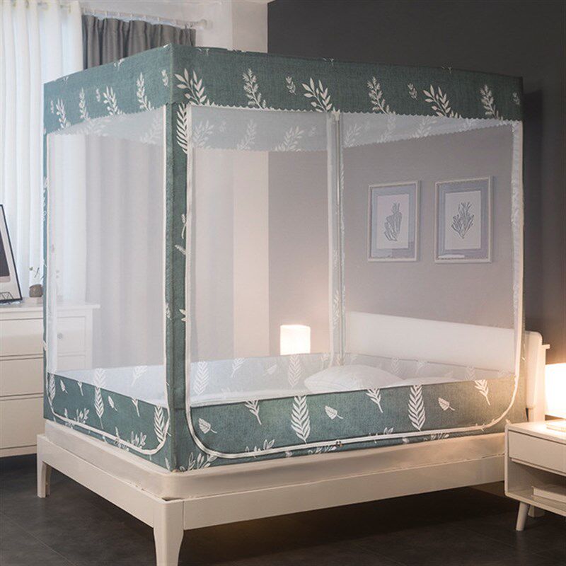 新品防尘蚊帐遮光家用带支架床帘一体式蒙古包全封闭x坐床式方顶