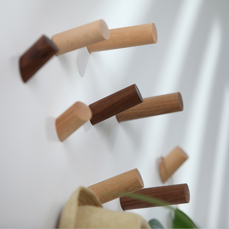 推荐北欧实木挂衣钩单个榉木玄关创意挂钩壁挂墙壁装饰木质衣帽钩