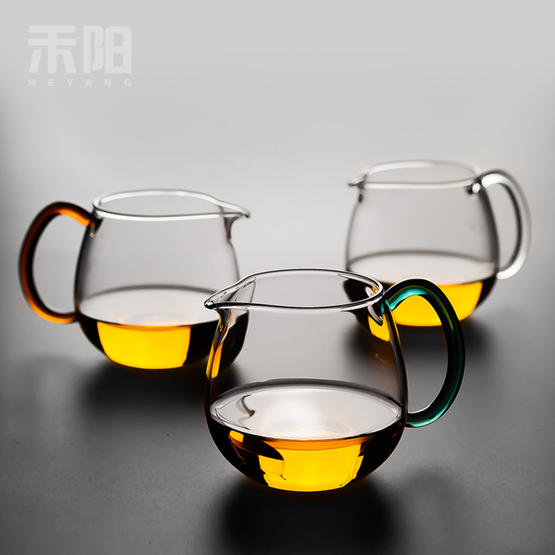 禾阳日式晶彩玻璃公道杯 加厚分茶D器茶海功夫茶具 耐热公杯倒茶