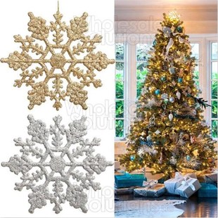 推荐Christmas Glitter Snowflakes Decorations Xmas Tree Hangi