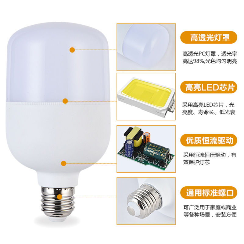 速发d灯乚ed白织特亮led灯泡螺纹口强光220v节能螺旋型家用插口式