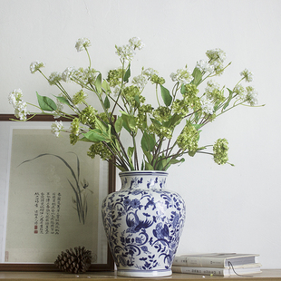 唐三彩花瓶中式青花陶瓷花瓶青花瓷插花瓷瓶景德镇古典大肚子瓷罐