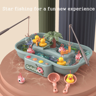 宝宝钓鱼玩具戏水儿童大号电动旋转音乐灯光功能钓鱼池亲子互动