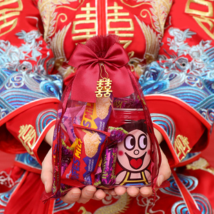 喜糖袋结婚专用喜糖袋子手提糖果包装袋喜袋瓜子喜糖纱袋礼袋网纱