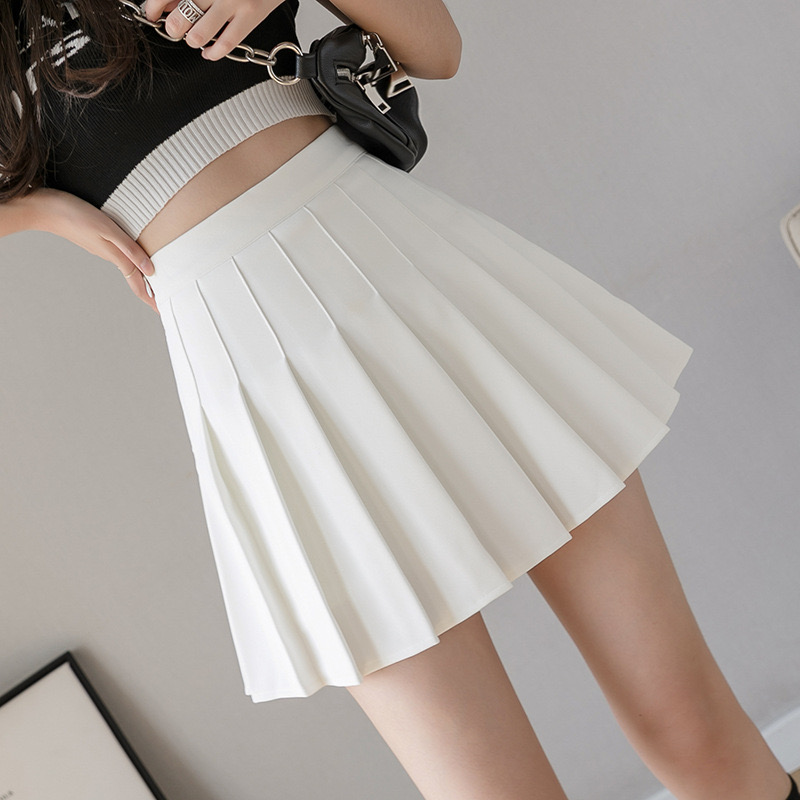 推荐Women Pleated Skirt Cute Sweet Girl School Uniform Skirt