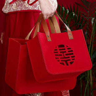 装红包包结婚专用手提包喜字袋子帆布袋红色收彩礼金婚礼喜拉链包