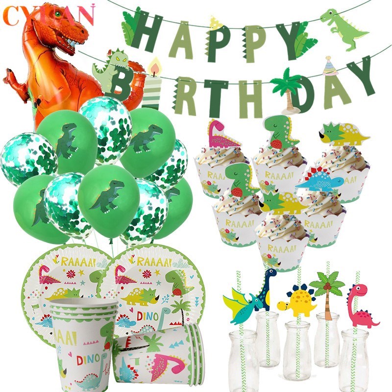 推荐Dino Birthday Party Dinosaur Paper Straws Happy Birthday