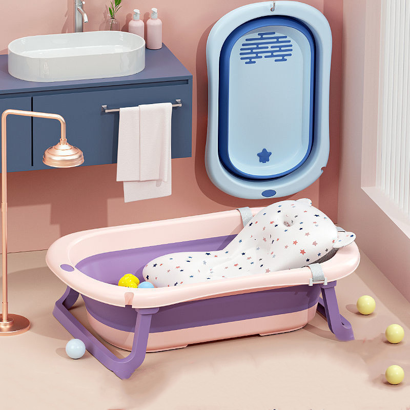 洗澡盆婴儿宝宝摺叠浴盆新生幼y儿童可坐躺家用大号沐浴桶小孩用